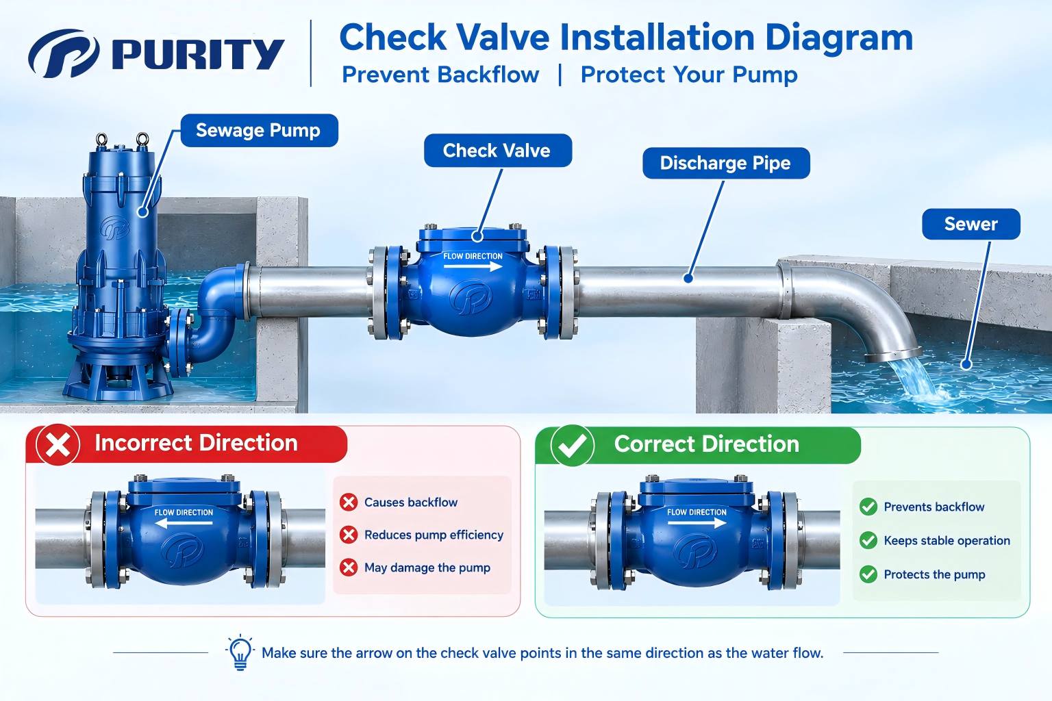 Sewage Pump Check Valve Installation