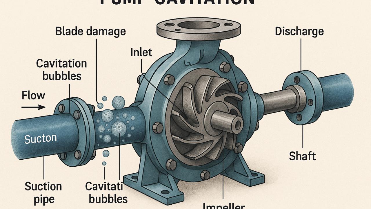 Visual conceptual diagram of centrifugal pump cavitation